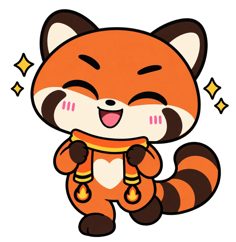 The red panda in a warm scarf